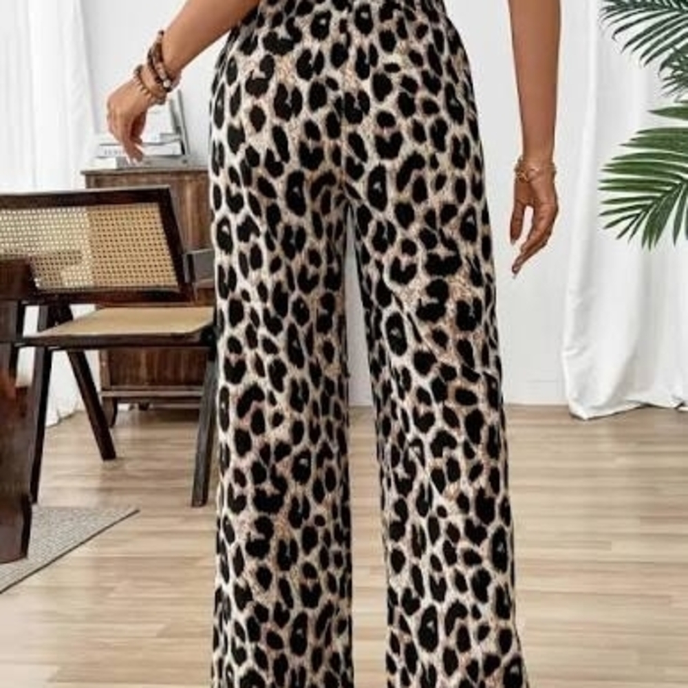 Michael Kors Animal Print Wide-Leg Pants